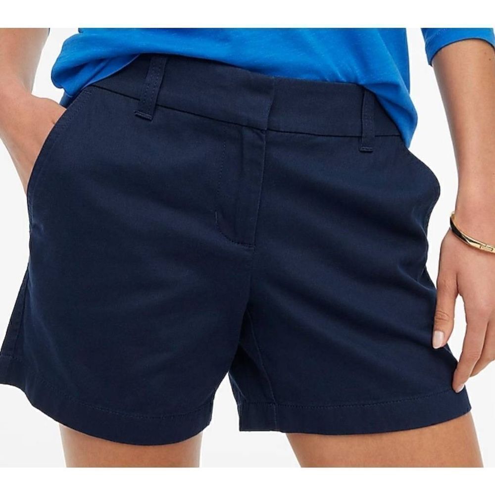 J Crew Womens Classic Chino Shorts City Fit Navy Blue Cotton Size 10